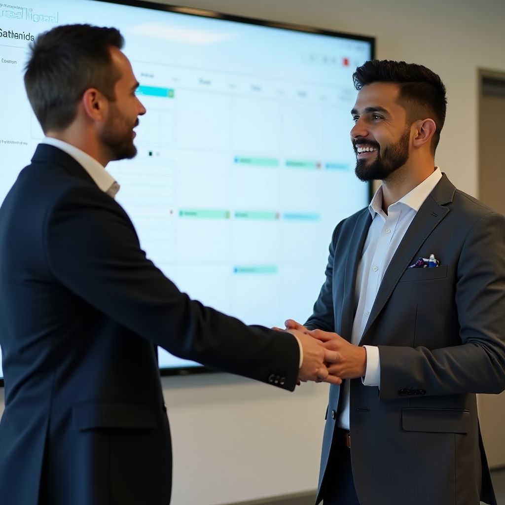 Consultor finalizando la sesión y programando seguimiento
